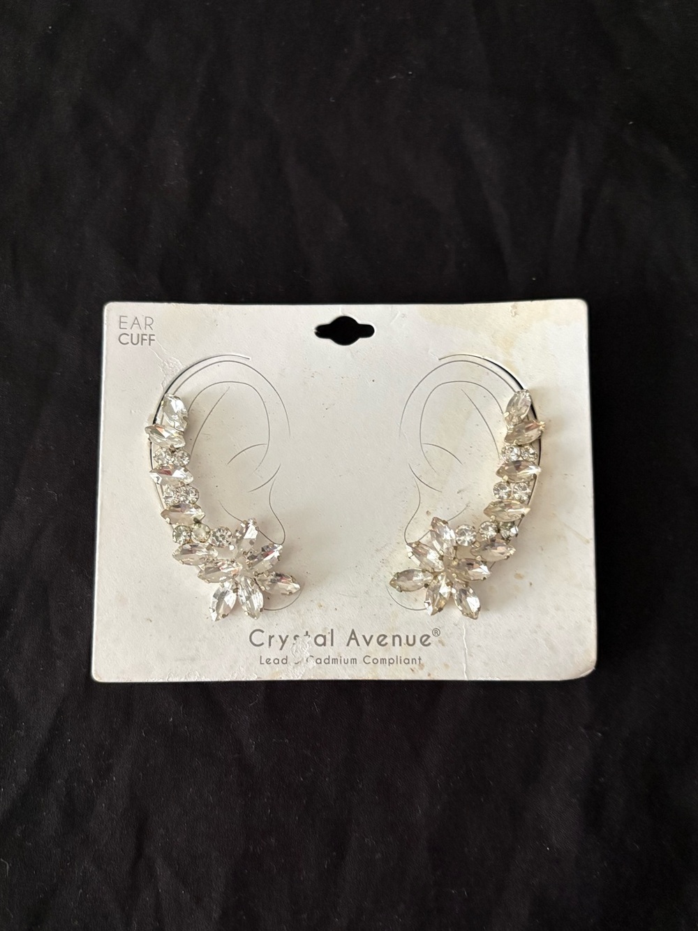Silver Crystal Ear Cuffs - Pair